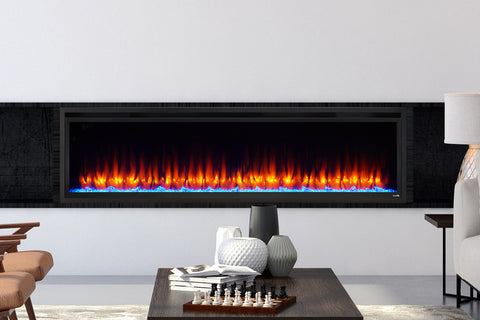 Image of Hearth & Home SimpliFire Allusion Platinum 72 inch Wall Mount Recessed Linear Electric Fireplace Insert | SF-ALLP72-BK | Electric Fireplaces Depot