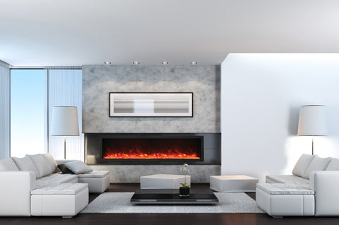 Image of Amantii Panorama 88-in Deep Tall Built-in Indoor Outdoor Electric Fireplace - Heater - BI-88-DEEP-XT