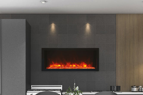 Image of Amantii Panorama 30-in Extra Slim Built-in Indoor & Outdoor Electric Fireplace - Heater - BI-30XTRASLIM - Electric Fireplaces Depot