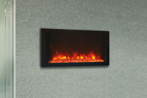 Image of Amantii Panorama 30-in Extra Slim Built-in Indoor & Outdoor Electric Fireplace - Heater - BI-30XTRASLIM - Electric Fireplaces Depot