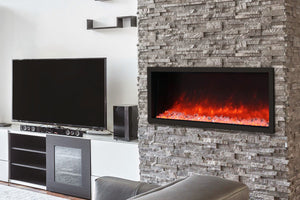 Amantii Panorama 40 inch Slim Built-in Indoor & Outdoor Electric Fireplace – Heater – BI-40-SLIM-OD – Electric Fireplaces Depot