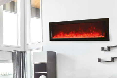 Image of Amantii Panorama 60 inch Slim Built-in Indoor & Outdoor Electric Fireplace - Heater - BI-60-SLIM-OD - Electric Fireplaces Depot