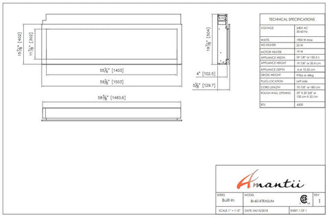 Image of Amantii Panorama 60-in Extra Slim Built-in Indoor Outdoor Electric Fireplace - Heater - BI-60XTRASLIM