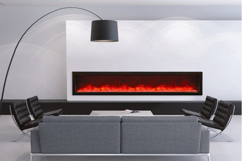 Image of Amantii Panorama 88 inch Slim Built-in Indoor & Outdoor Electric Fireplace - Heater - BI-88-SLIM-OD - Electric Fireplaces Depot