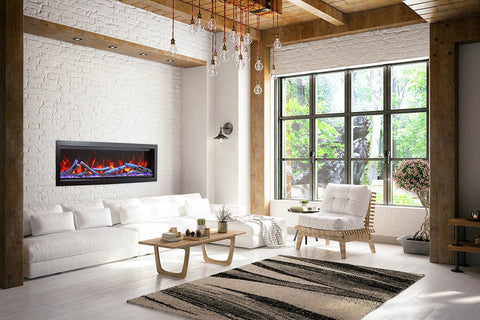 Image of Amantii Symmetry Bespoke  Wall Mount Recessed Linear Indoor Outdoor Electric Fireplace