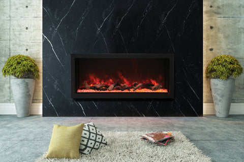 Image of Amantii Panorama 60-in Deep Tall Built-in Indoor & Outdoor Electric Fireplace - Heater - BI-60-DEEP-XT
