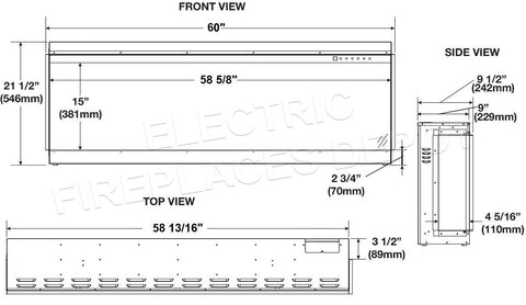 Image of Napoleon Trivista 60-inch 3 Sided Built In Fully Recessed Electric Fireplace | NEFB60-3SV | 2 Sided Electric Fireplace Insert - Electric Fireplaces Depot