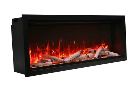 Image of Amantii Symmetry 50'' Built In Fully Recessed Flush Mount Linear Indoor & Outdoor Electric Fireplace | Extra Tall Deep | SYM-50-XT | Electric Fireplaces Depot