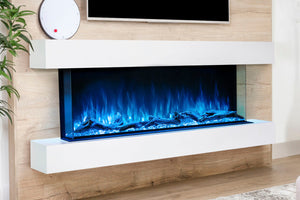 Modern Flames Landscape Pro 58" 3-Sided Electric Fireplace Wall Mount Studio Suite Mantel in White | WMC44LPMRTF | Electric Fireplaces Depot