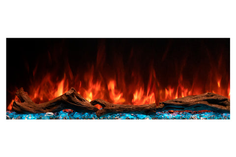 Image of Modern Flames Landscape Pro 94'' 3-Sided Electric Fireplace Wall Mount Studio Suite Mantel in White | WMC80LPMRTF | Electric Fireplaces Depot