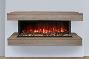 Modern Flames Landscape Pro 58 in 3-Sided Wall Mount Mantel in Coastal Sand - Studio Suite Electric Fireplace - LPM-4416