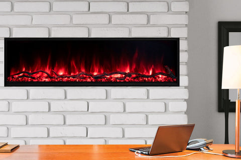 Image of Modern Flames Landscape Pro Slim 56-inch Built In Wall Mount Linear Electric Fireplace | LPS-5614 | Electric Fireplaces Depot