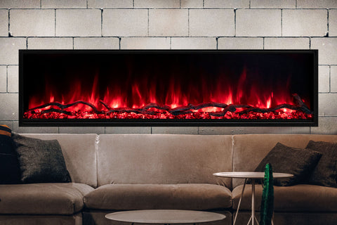 Image of Modern Flames Landscape Pro Slim 80-inch Built In Wall Mount Linear Electric Fireplace | LPS-8014 | Electric Fireplaces Depot