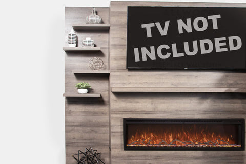 Image of Modern Flames Allwood Fireplace Media Wall in Coastal Sand - Spectrum Slimline 60 Electric Fireplace - AFWS-CS | SPS-60B