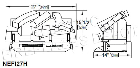 Image of Napoleon Woodland 27 Inch Electric Fireplace Log Insert - Heater - Log Set - NEFI27H - Electric Fireplaces Depot