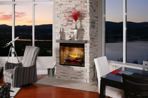 Dimplex Revillusion 30 inch Built-In Electric Firebox w/ Glass and Plug Kit | Herringbone Brick