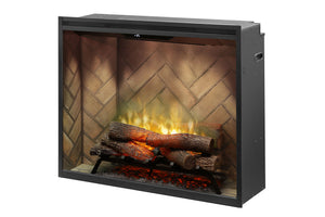 Dimplex Revillusion Portrait 36 inch Built-In Electric Fireplace with Herringbone Brick - Electric Firebox - RBF36P - Electric Fireplaces Depot