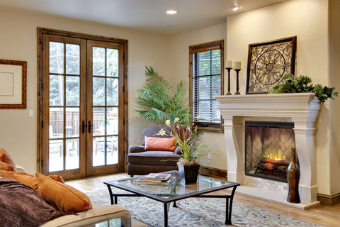 Image of Dimplex Revillusion Portrait 36 inch Built-In Electric Fireplace with Herringbone Brick - Electric Firebox - RBF36P - Electric Fireplaces Depot