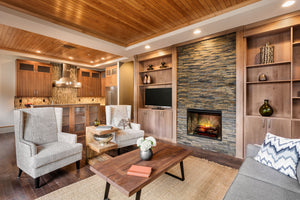 Dimplex Revillusion 36 inch Built-In Electric Firebox w/ Glass and Plug Kit | Herringbone Brick
