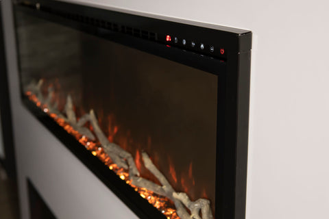 Image of Modern Flames Spectrum Slimline 74 inch Wall Mount Built in Electric Fireplace | Fully Recessed 4'' Wall | SPS-74B | Electric Fireplaces Depot