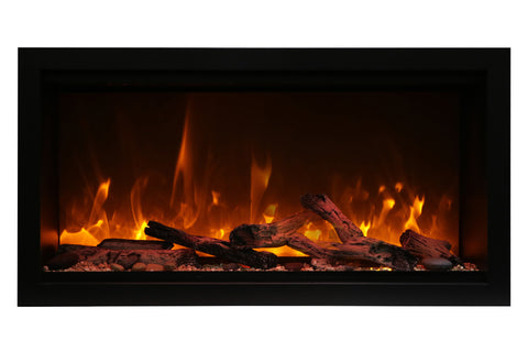 Image of Amantii Symmetry 34'' Built In Fully Recessed Flush Mount Linear Indoor & Outdoor Electric Fireplace | Extra Tall Deep | SYM-34-XT | Electric Fireplaces Depot