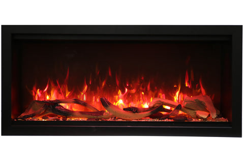 Image of Amantii Symmetry 42'' Built In Fully Recessed Flush Mount Linear Indoor & Outdoor Electric Fireplace | Extra Tall Deep | SYM-42-XT | Electric Fireplaces Depot