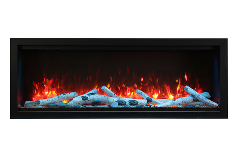 Image of Amantii Symmetry 100'' Built In Fully Recessed Flush Mount Linear Indoor & Outdoor Electric Fireplace | Extra Tall Deep | SYM-100-XT | Electric Fireplaces Depot