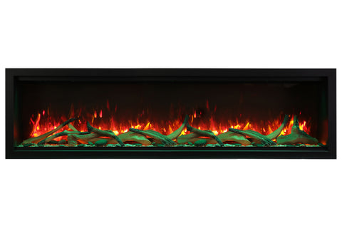 Image of Amantii Symmetry 74'' Built In Fully Recessed Flush Mount Linear Indoor & Outdoor Electric Fireplace | Extra Tall Deep | SYM-74-XT | Electric Fireplaces Depot