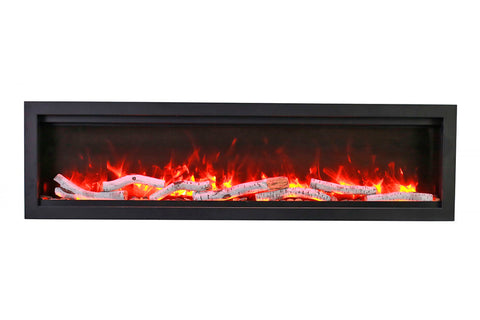 Image of Amantii Symmetry Bespoke 50-inch Wall Mount Recessed Linear Indoor & Outdoor Electric Fireplace | SYM-50 BESPOKE | Electric Fireplaces Depot