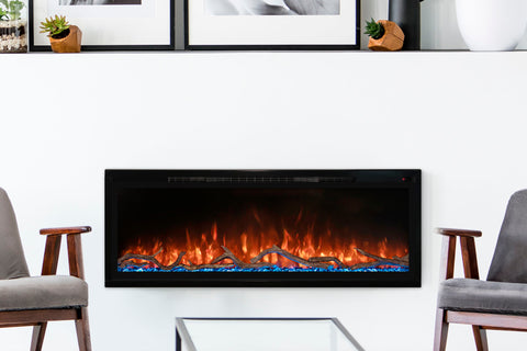 Image of Modern Flames Spectrum Slimline 100 inch Wall Mount Built in Electric Fireplace Insert | Fully Recessed 4'' Wall | SPS-100B | Electric Fireplaces Depot