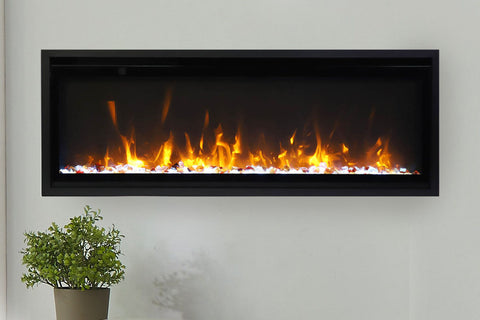 Image of Amantii Symmetry 50 inch Xtra Slim Fully Recessed Wall Mount Linear Electric Fireplace SYM-50-XTRASLIM SYM-SLIM-50