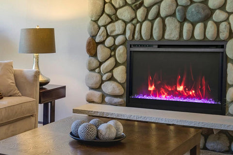 Image of Amantii Traditional Extra Slim 26-Inch Built-In Electric Firebox Insert | Electric Fireplace Heater | TRD-26-XS | Electric Fireplaces Depot