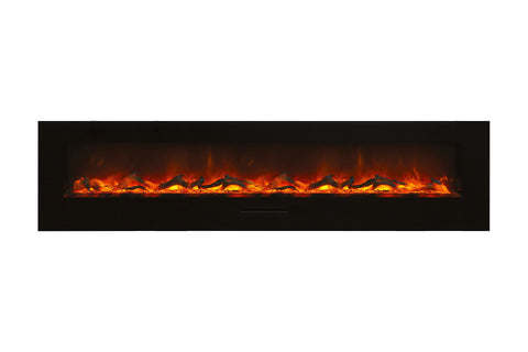 Image of Amantii 100 inch Built In Flush Mount Wall Mount Linear Electric Fireplace | Black or White | WM-FM-88-10023-BG | Electric Fireplaces Depot