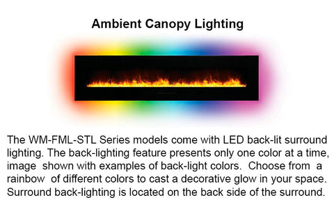 Image of Amantii 70 inch Built In Flush Mount Wall Mount Linear Electric Fireplace | Black or White | WM-FM-60-7023-BG | Electric Fireplaces Depot