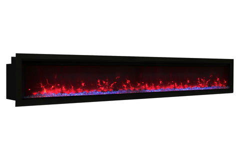 Image of Amantii Symmetry 100'' Built In Fully Recessed Flush Mount Linear Indoor & Outdoor Electric Fireplace | SYM-100 | Electric Fireplaces Depot