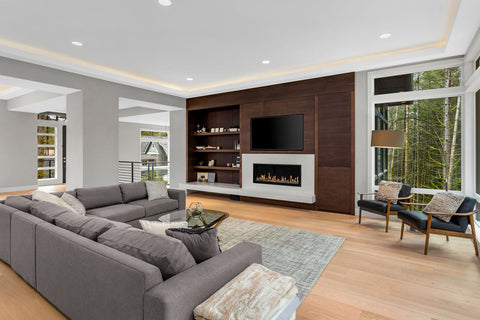 Image of Modern Flames Orion Slim 76 Inch Heliovision Virtual Recessed Wall Mount Electric Fireplace - OR76-SLIM